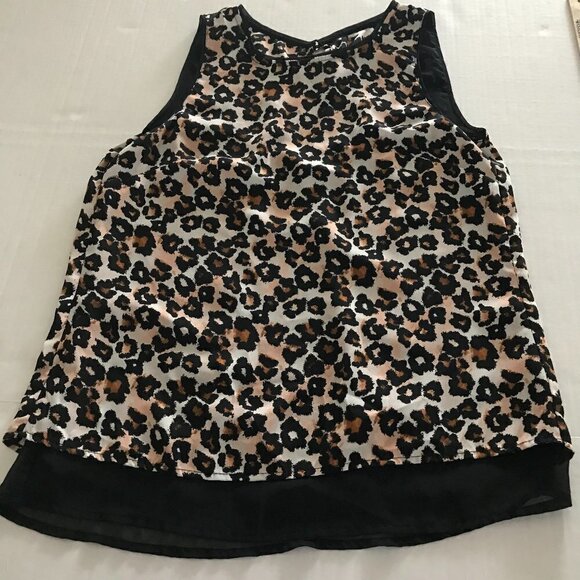 NWOT - H&M Brown Animal Print High Low with Back Opening Sheer Tank Top - Picture 3 of 12